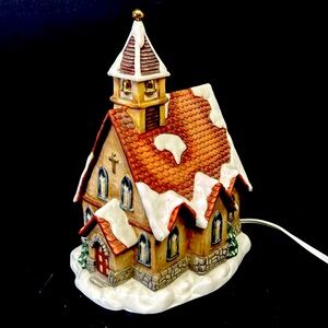 Vintage ceramic old world light up church by San Francisco  Music Co